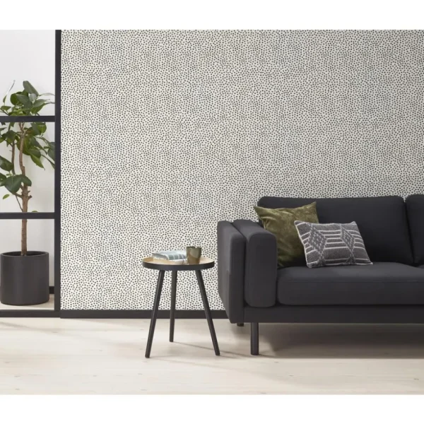 Kwantum Vliesbehang | Behang Polka Zwart Wit
