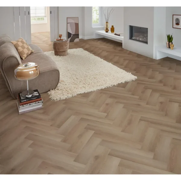 Kwantum Visgraat Pvc | Plak Pvc-Vloeren | Plak PVC Camrose Beige Eiken Visgraat
