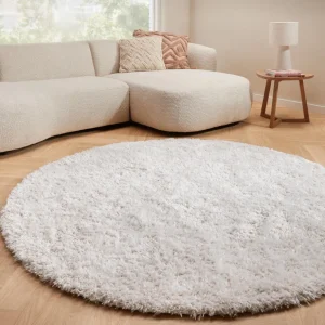 Kwantum Vloerkleden | Vloerkleden Woonkamer | Vloerkleed Cailou Wit ø 180 Cm