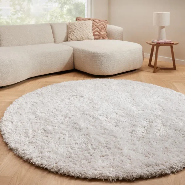 Kwantum Vloerkleden | Vloerkleden Woonkamer | Vloerkleed Cailou Wit ø 180 Cm